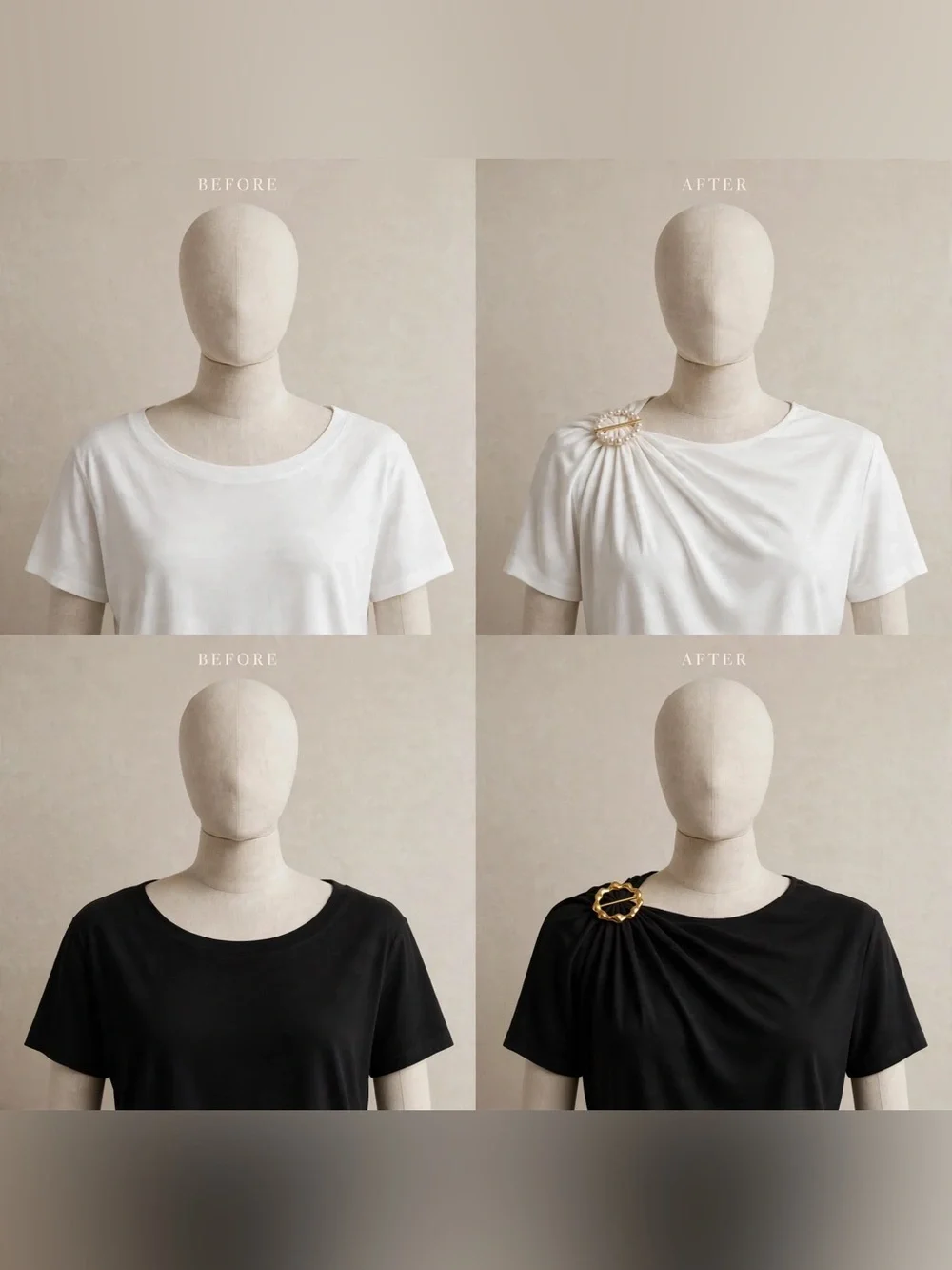 Gold Pearl Scarf Ring Set | 2pc Shawl Clip | Silk Scarf Brooch | Women’s Accesso